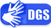 Logo für Deutsche Gebärdensprache zeigt zwei Hände und das Kürzel DGS