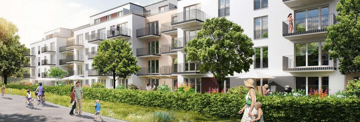 Visualisierung Außenfassade eines Hauses im Entwicklungsgebiet Mein Falkenberg