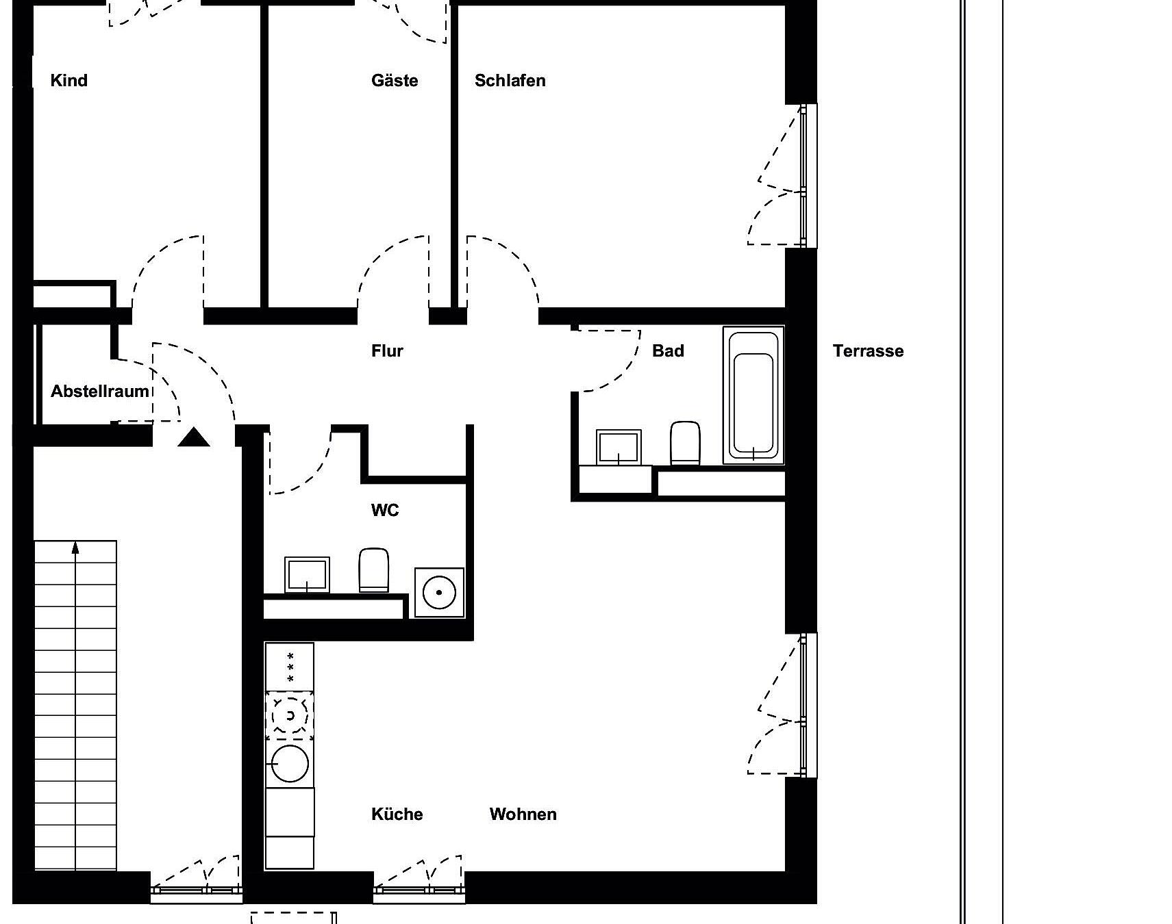 Beispielgrundriss einer 4-Zimmer-Wohnung