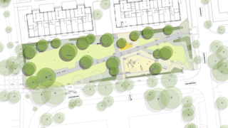grafischer Lageplan einer öffentlichen Grünfläche im Quartier Stadtgut Hellersdorf