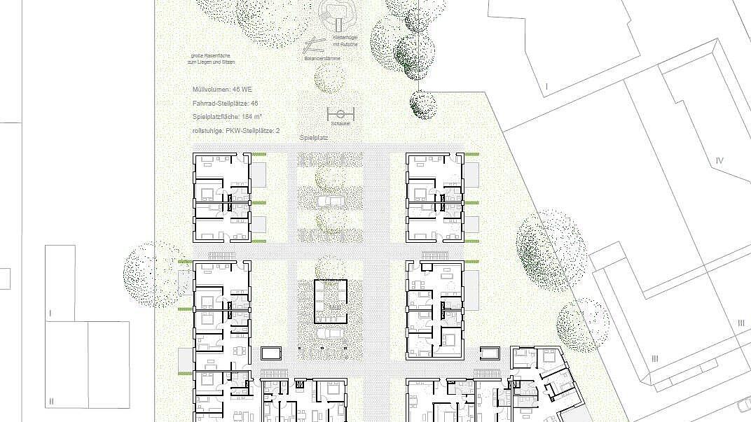 Visualisierung zeigt den Außenanlagenplan der Treskowstr. 7