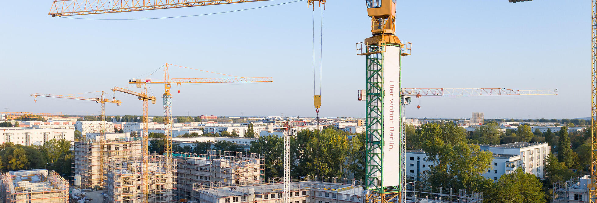 Luftaufnahme des Quartiers im Bau