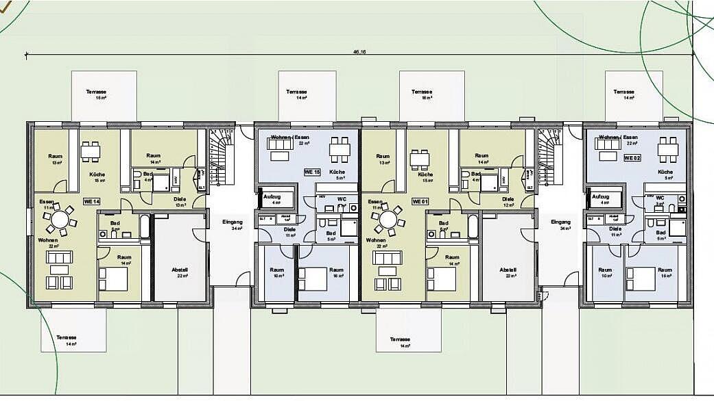 Grafische Darstellung der Wohnungsgrundrisse