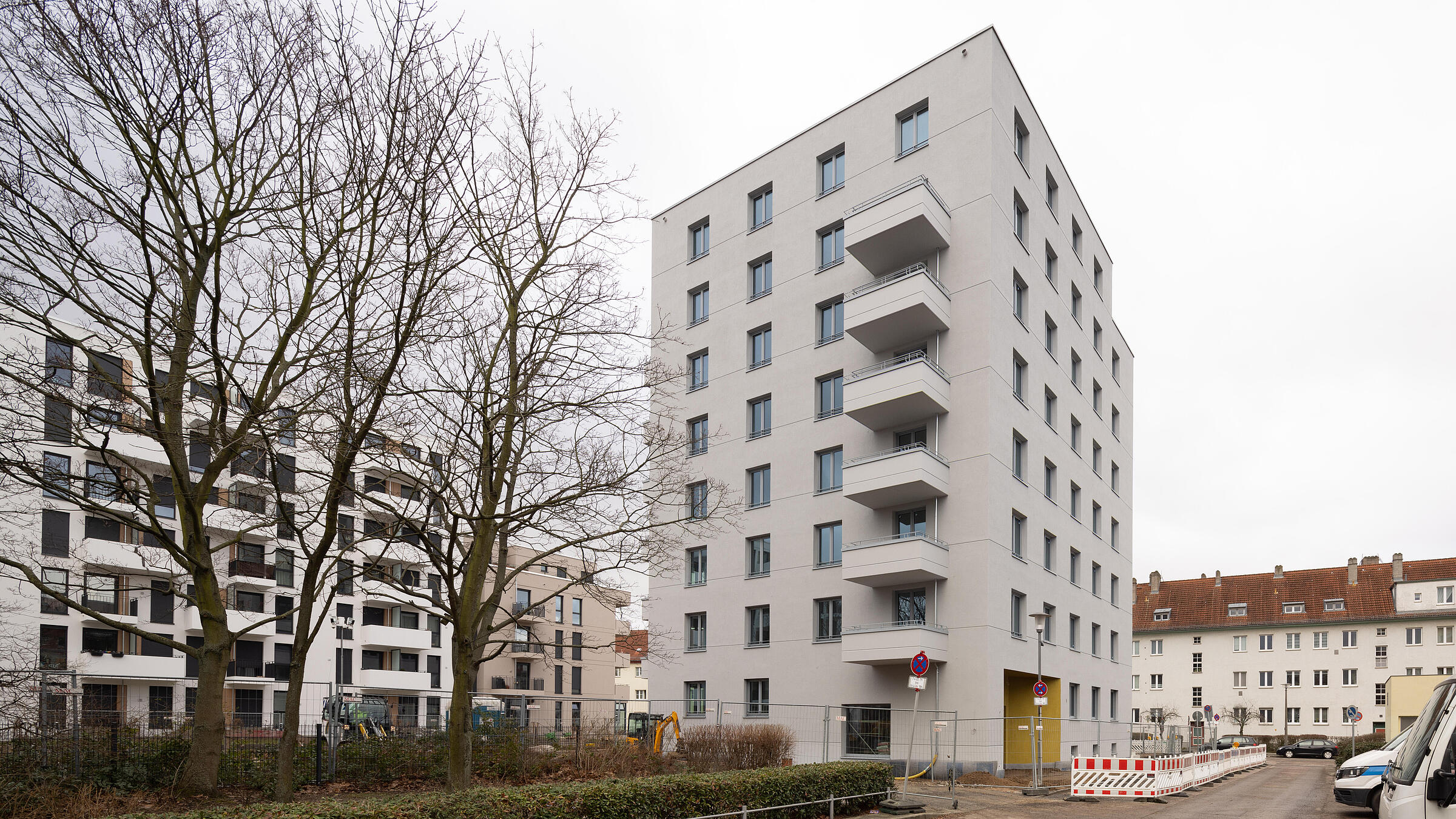 Außenaufnahme zeigt Baufortschritt Vesaliusstraße, Straßenansicht (Januar 2024).