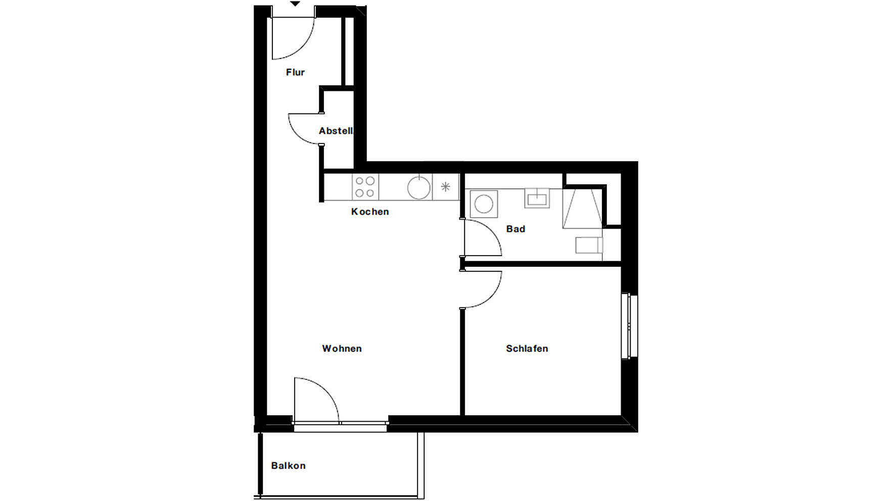 Grundriss 2-Zimmer-Wohnung