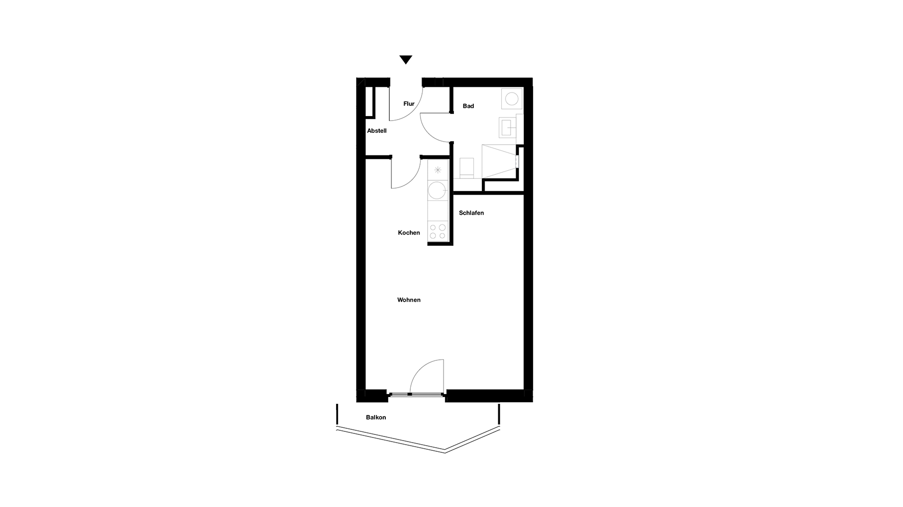 Grundriss 1-Zimmer-Wohnung