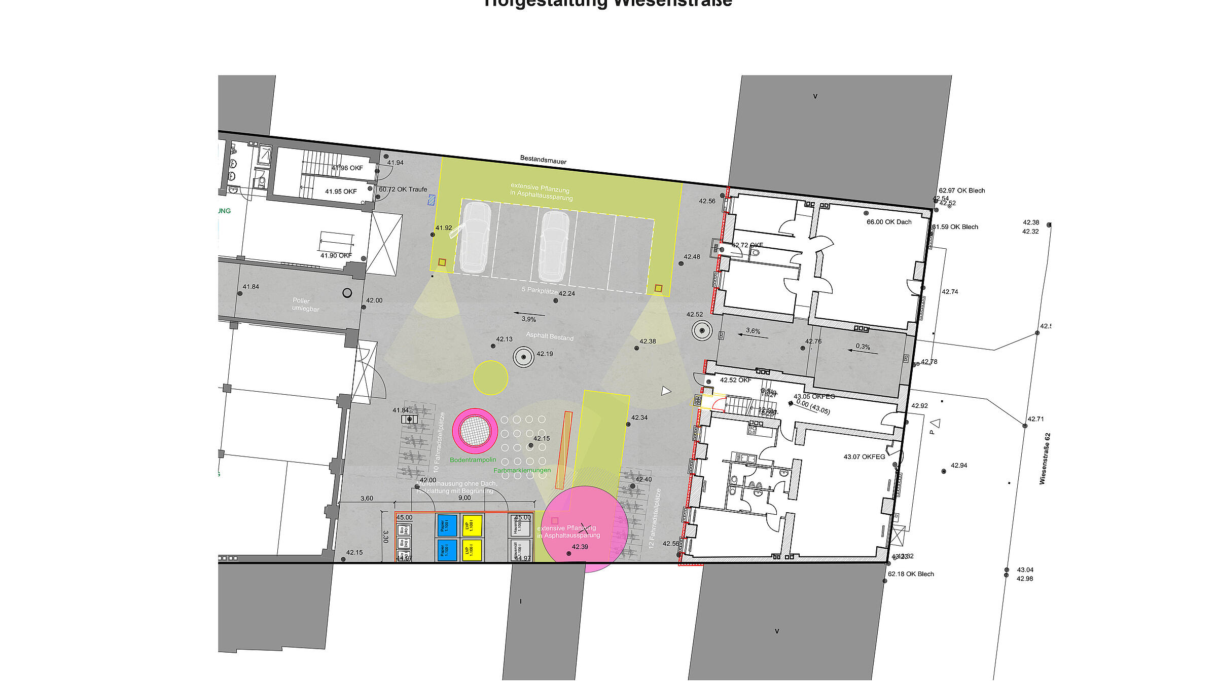 Grafische Darstellung der geplanten Hofgestaltung in der Wiesenstraße.