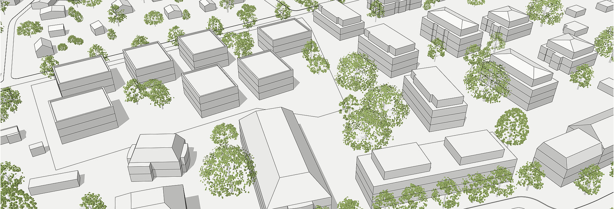 Die Geflüchtetenunterkunft in der Kirchstraße aus der Vogelperspektive, Visualisierung