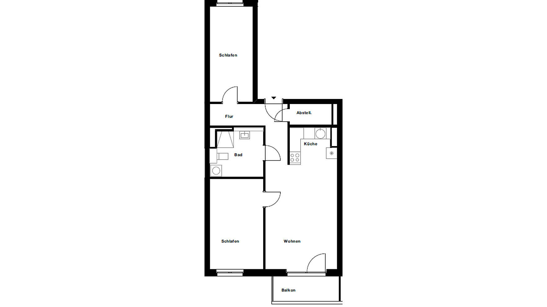 Grundriss 3-Zimmer-Wohnung