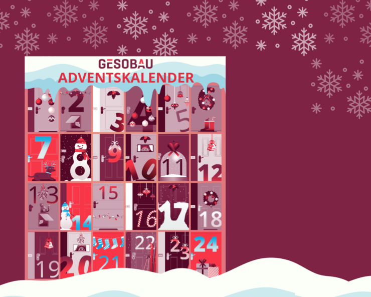 Grafische Darstellung eines Adventskalenders.