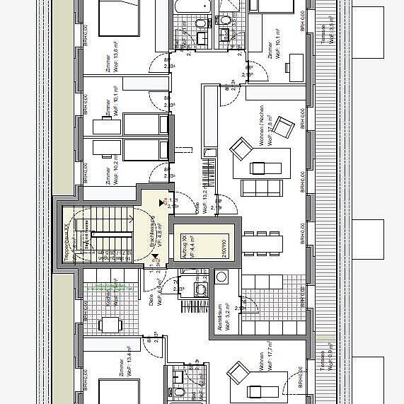 Mendelstraße: Grundriss Staffelgeschoss Etage 5 / Grundrisse Typ 2b 