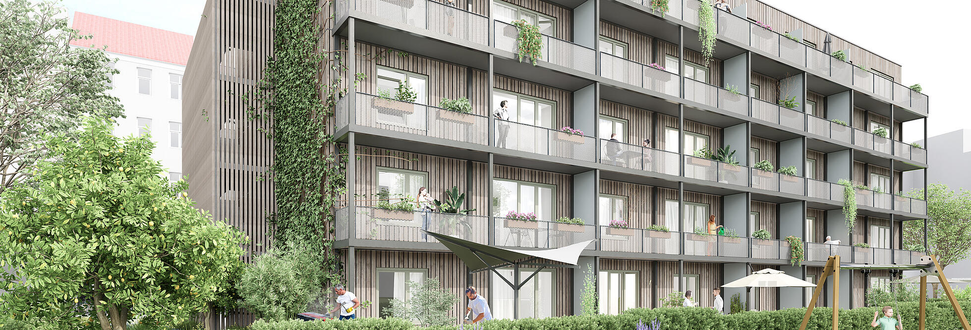 Bild zeigt Visualisierung des Neubaus in der Johann-Georg-Straße 9-10.