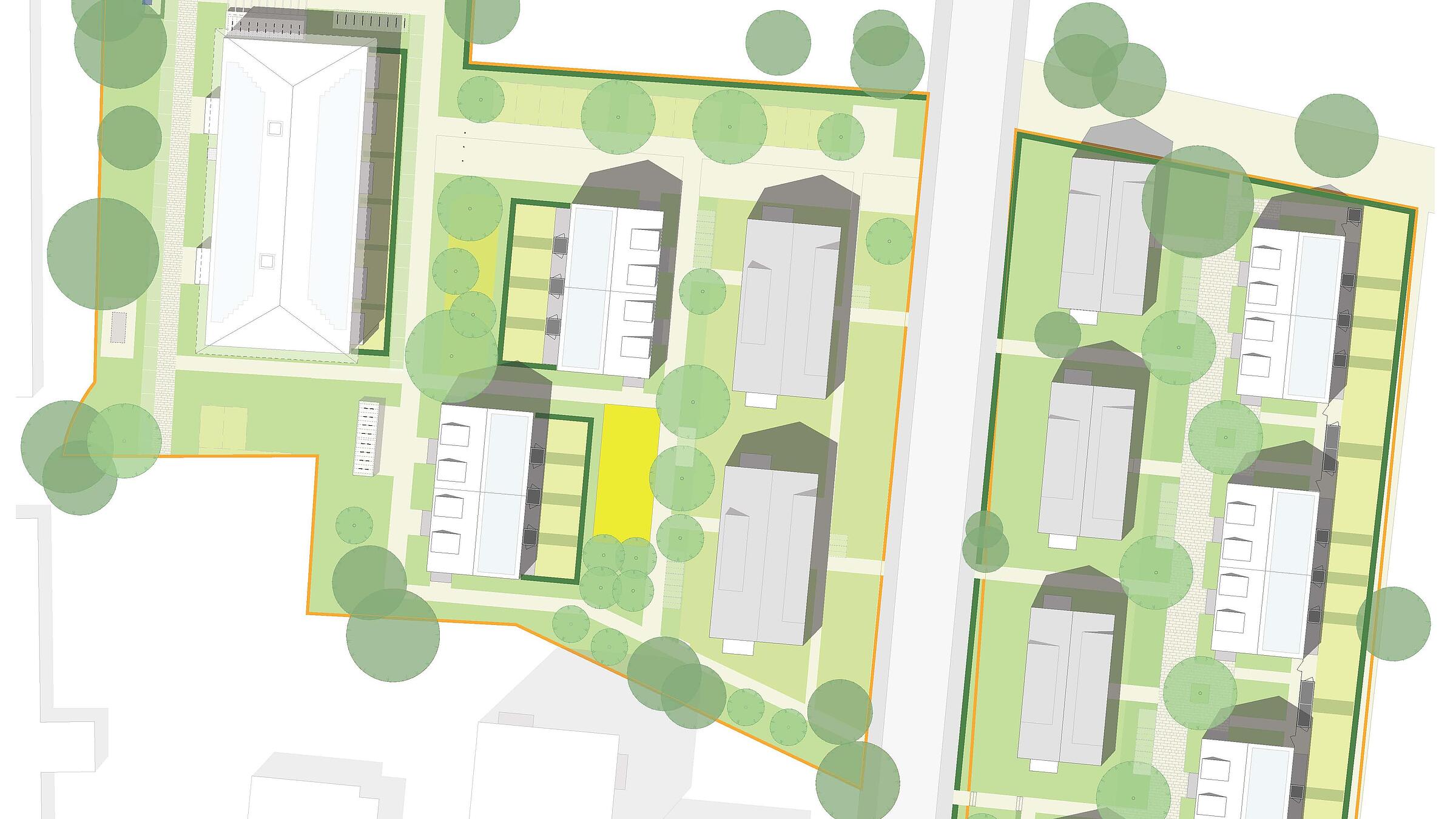 Lageplan der neuen Wohnhäuser entlang der Alten Hellersdorfer Straße