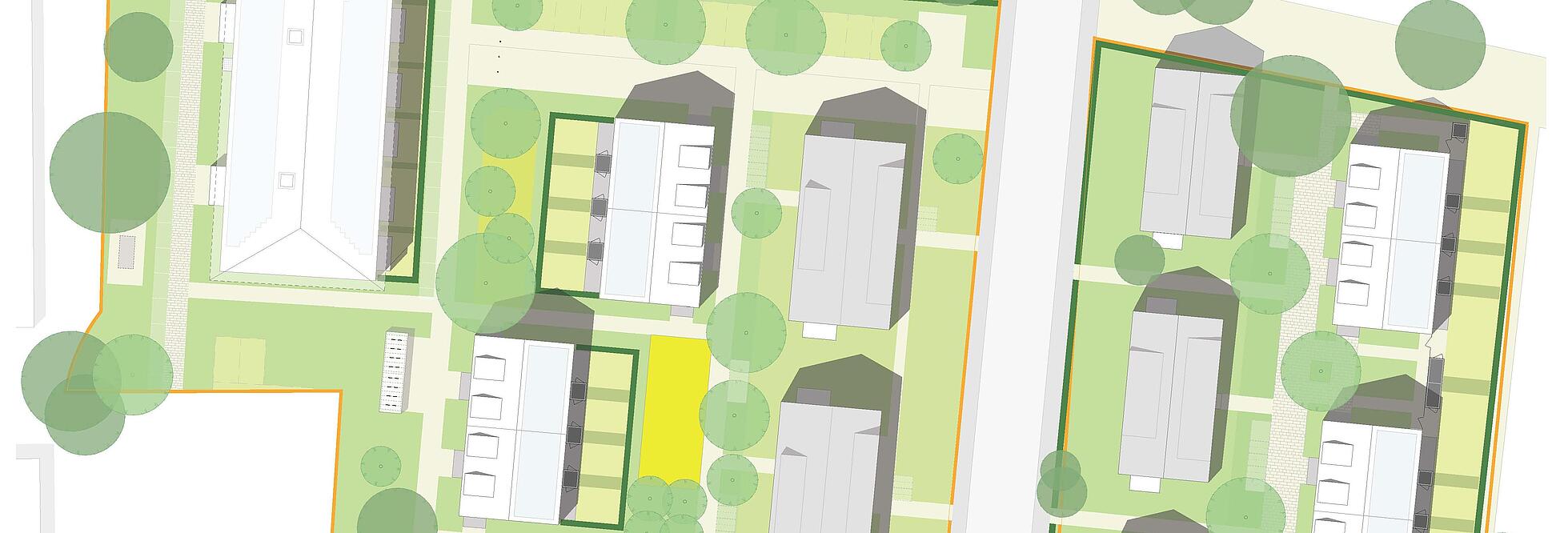Lageplan der neuen Wohnhäuser entlang der Alten Hellersdorfer Straße