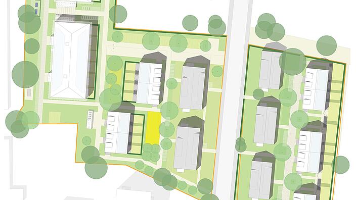 Lageplan der neuen Wohnhäuser entlang der Alten Hellersdorfer Straße