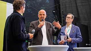 Stephan Machulik und Lars Holborn beim Eröffnungsgespräch