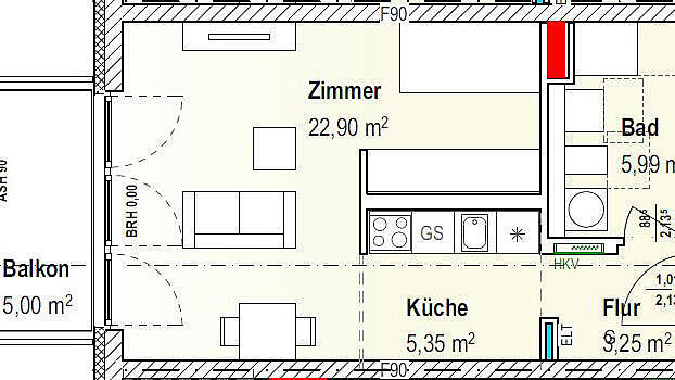 Grundriss 1-Zimmer-Wohnung