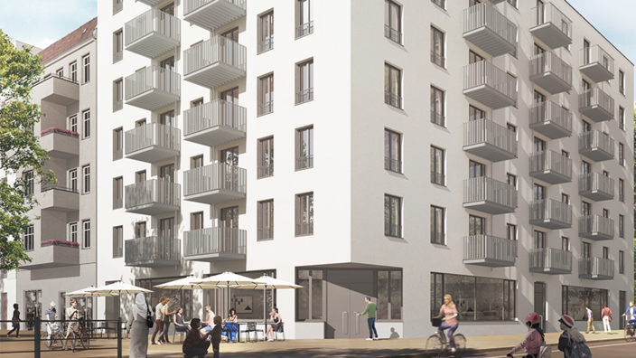 Bild zeigt Visualisierung Neubau Wiesenstraße im Wedding (Außenansicht)