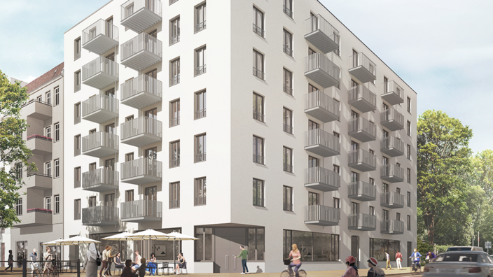 Bild zeigt Visualisierung Neubau Wiesenstraße im Wedding (Außenansicht)