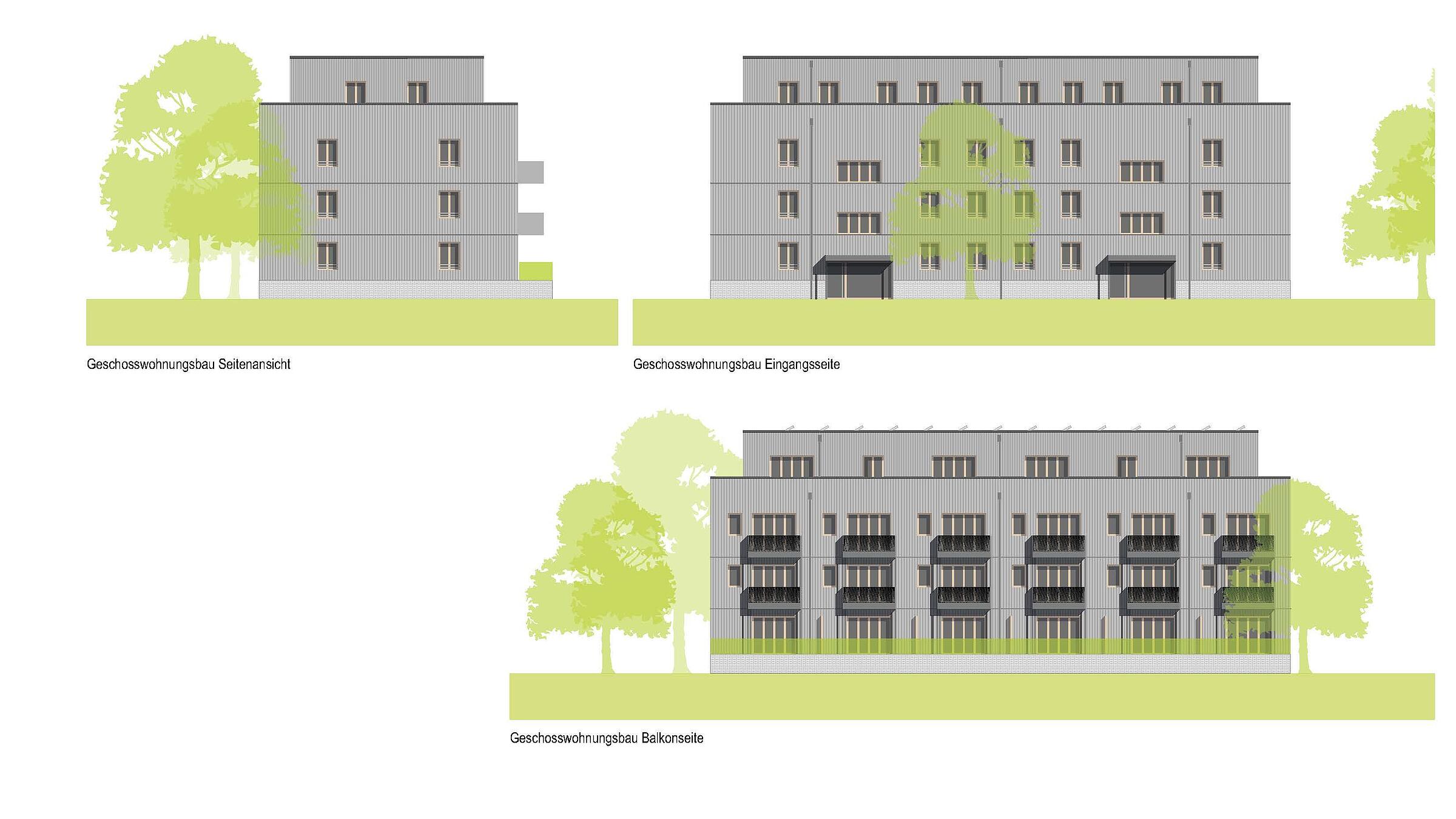 Visualisierung eines Wohnhauses mit vier Etagen
