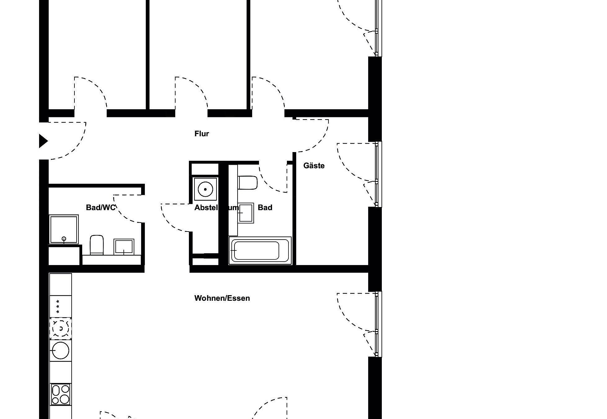 Beispielgrundriss einer 5-Zimmer-Wohnung.